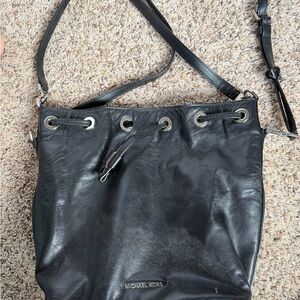 Michael Kors Black Shoulder Bag with Silver Accents